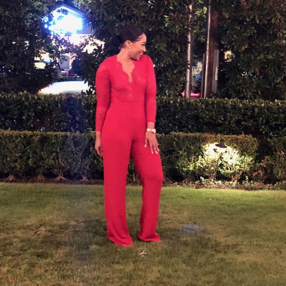 Fire Red Jumpsuit - Picture 2 of 7